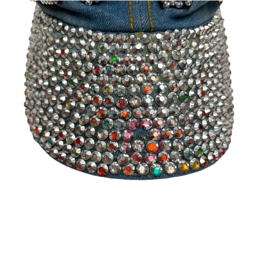 Y2K gem stone cap denim love letters with rhinestones 2000 - Picture 10 of 11